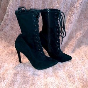 Steve Madden Black lace up Stiletto boots 6